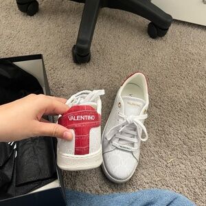Valentino womens White and Red Sneakers